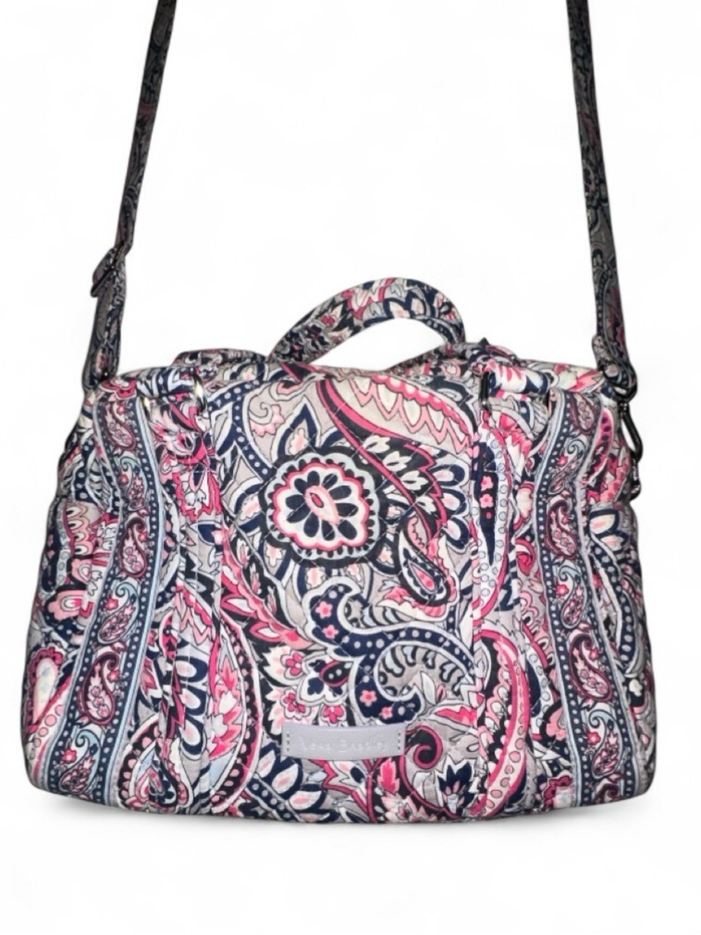 Vera Bradley Navy and Pink Paisley Quilted Crossbody Bag
